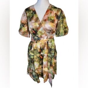 NWT Marie Oliver Callie Silk Cotton Dress Puffy Sleeves Designer Small XS Sz 4